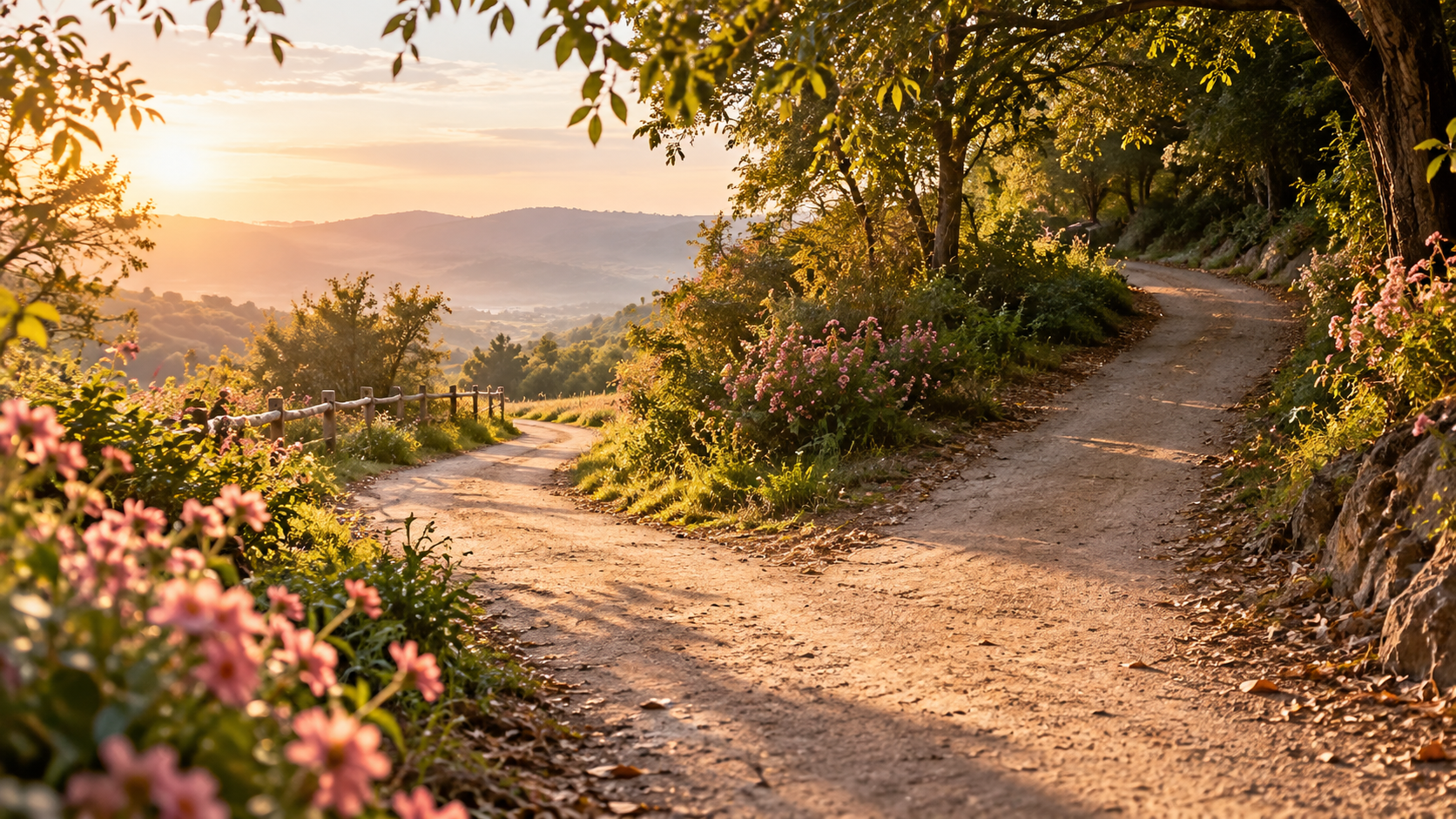 Caminho em meio à natureza que se divide em duas direções, sendo uma delas parcialmente escondida por uma curva. A cena representa as escolhas da vida e a dificuldade de confiar em caminhos cujo destino ainda não conseguimos enxergar.